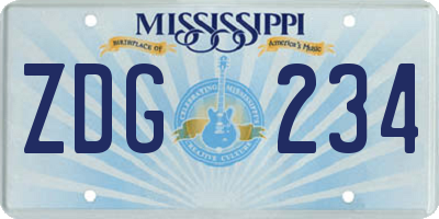 MS license plate ZDG234
