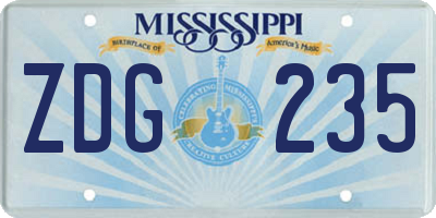 MS license plate ZDG235