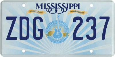 MS license plate ZDG237