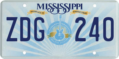 MS license plate ZDG240
