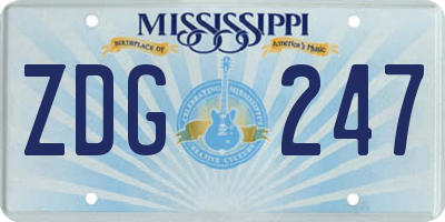 MS license plate ZDG247