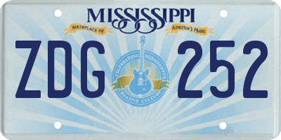 MS license plate ZDG252