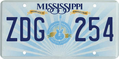 MS license plate ZDG254