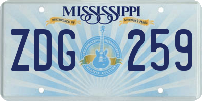 MS license plate ZDG259