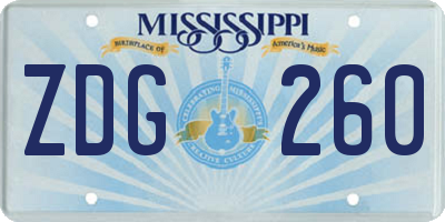 MS license plate ZDG260