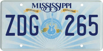 MS license plate ZDG265