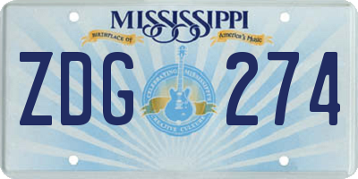 MS license plate ZDG274