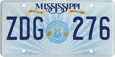 MS license plate ZDG276
