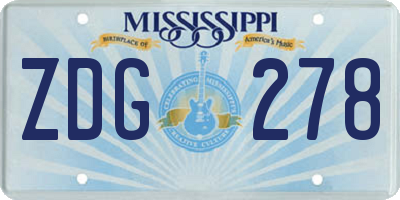 MS license plate ZDG278