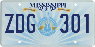 MS license plate ZDG301