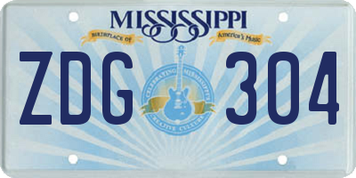 MS license plate ZDG304