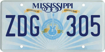 MS license plate ZDG305