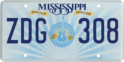 MS license plate ZDG308