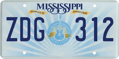 MS license plate ZDG312