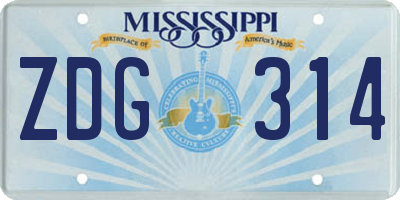 MS license plate ZDG314