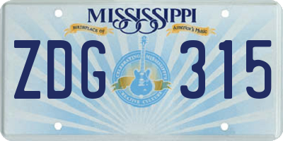 MS license plate ZDG315