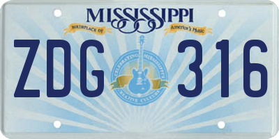 MS license plate ZDG316