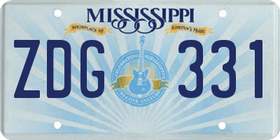MS license plate ZDG331