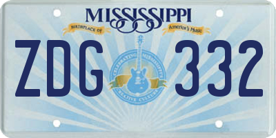 MS license plate ZDG332