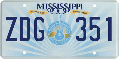 MS license plate ZDG351