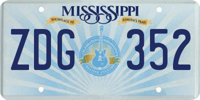MS license plate ZDG352
