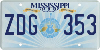 MS license plate ZDG353