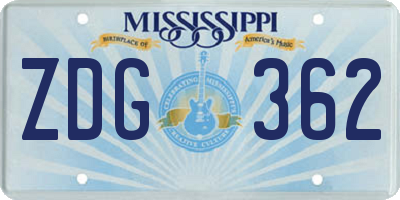 MS license plate ZDG362
