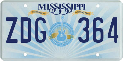 MS license plate ZDG364