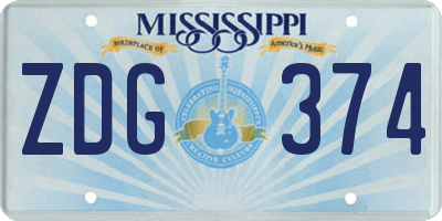 MS license plate ZDG374