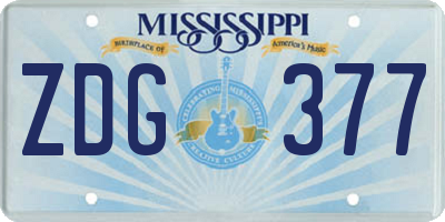 MS license plate ZDG377