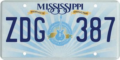 MS license plate ZDG387