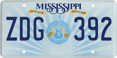 MS license plate ZDG392