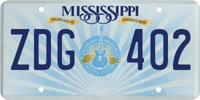 MS license plate ZDG402