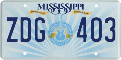 MS license plate ZDG403