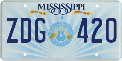 MS license plate ZDG420