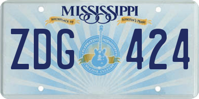MS license plate ZDG424