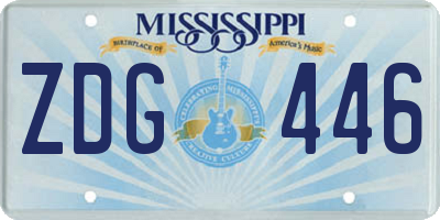 MS license plate ZDG446