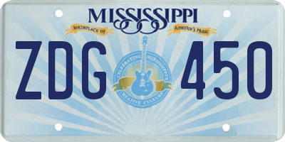 MS license plate ZDG450