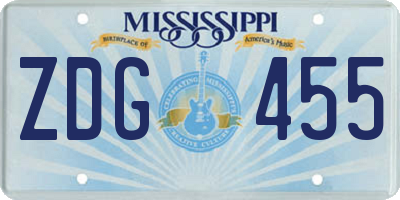 MS license plate ZDG455