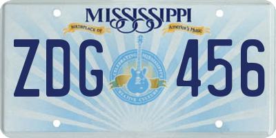 MS license plate ZDG456