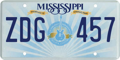 MS license plate ZDG457