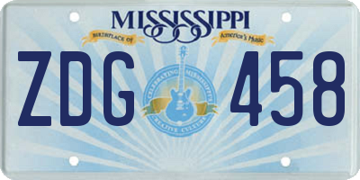 MS license plate ZDG458