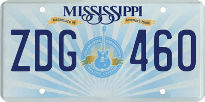 MS license plate ZDG460