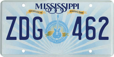 MS license plate ZDG462
