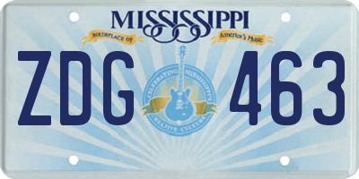 MS license plate ZDG463