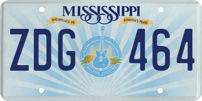 MS license plate ZDG464