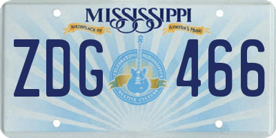 MS license plate ZDG466