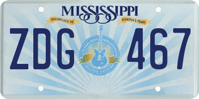 MS license plate ZDG467