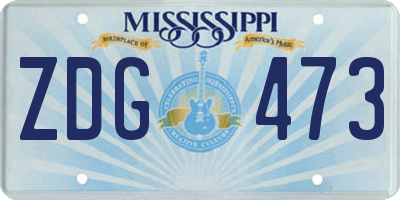 MS license plate ZDG473