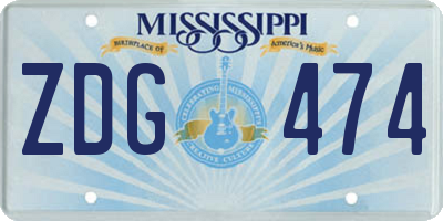 MS license plate ZDG474